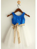 Royal Blue Sequin Ivory Tulle Wedding Flower Girl Dress